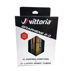 Vittoria Corsa Control 320 TPI Folding Tyres + Latex Tubes Twin Pack 3