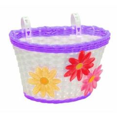 Bikes-Up Kids Plastic Flower Front Basket - White/Purple