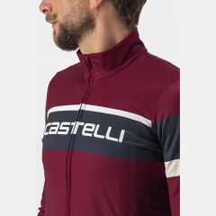 Castelli Passista Long Sleeve Mens Jersey - Bordeaux/Savile Blue 3
