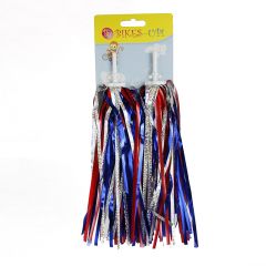 Bikes-Up Kids Handlebar Streamers - Silver/Blue/Red