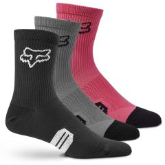 Fox Womens 6" Ranger Socks (3 Pack) - Black/Grey/Pink