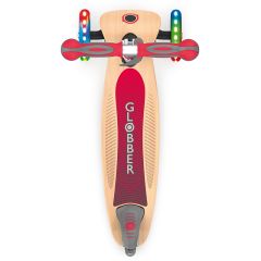 Globber Primo Foldable Lights Wood Scooter - Red