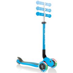 Globber Primo Foldable Lights 3 Wheel Scooter - Sky Blue