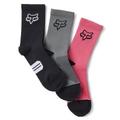 Fox Womens 6" Ranger Socks (3 Pack) - Black/Grey/Pink