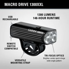 Lezyne Macro Drive 1300XXL Front Light - Gloss Black 4