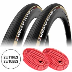 Vittoria Corsa Control 320 TPI Folding Tyres + Latex Tubes Twin Pack 1