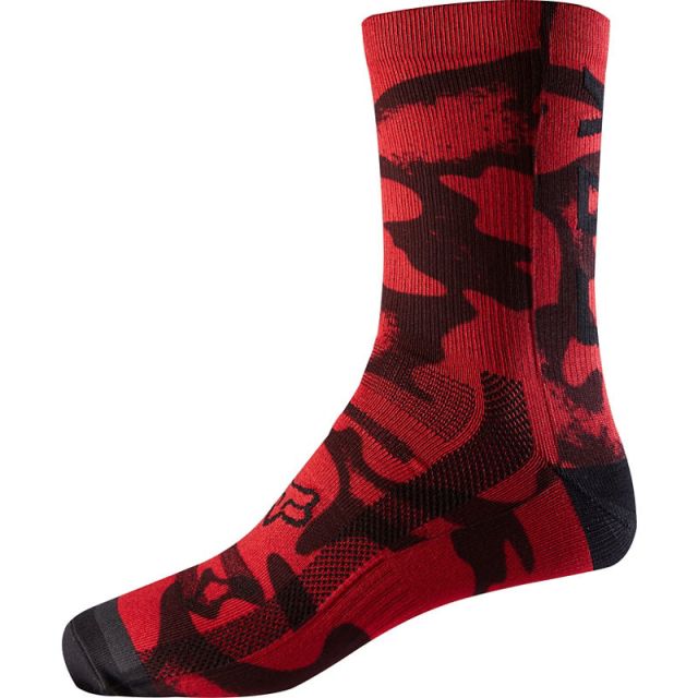 Fox Print 8" Socks - Red/Black