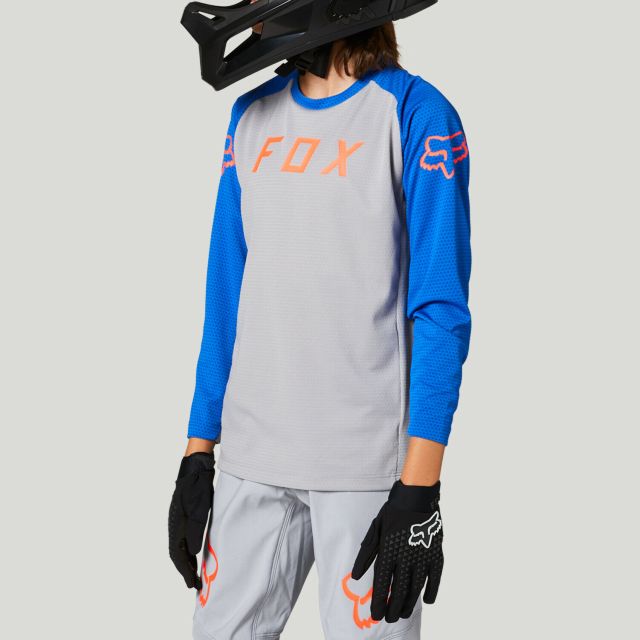 Fox Youth Defend Long Sleeve Jersey 2021 - Steel Grey
