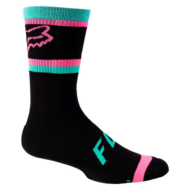 Fox 8" Defend Socks - Black/Pink/Aqua