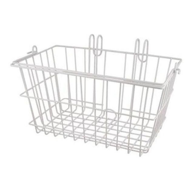 Hook-On Wire Front Basket with Handle - White