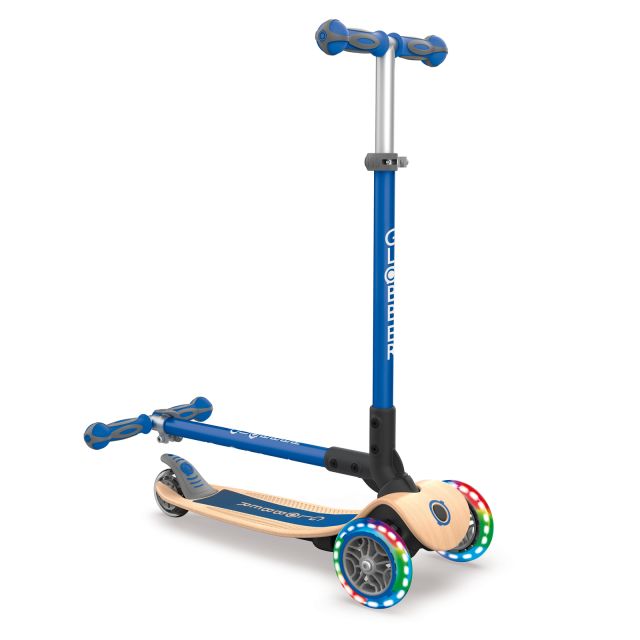 globber blue wood scooter