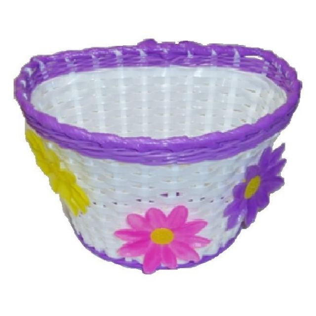 Kids Plastic Flower Front Basket - Purple