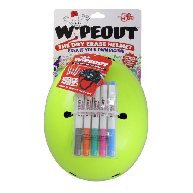 Wipeout Dry Erase Kids Helmet -Fluro Yellow L