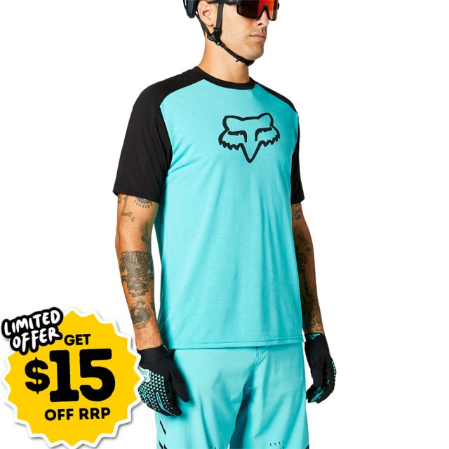 Fox Ranger Drirelease Short Sleeve Jersey 2021 Park Teal Ivanhoe Cycles 