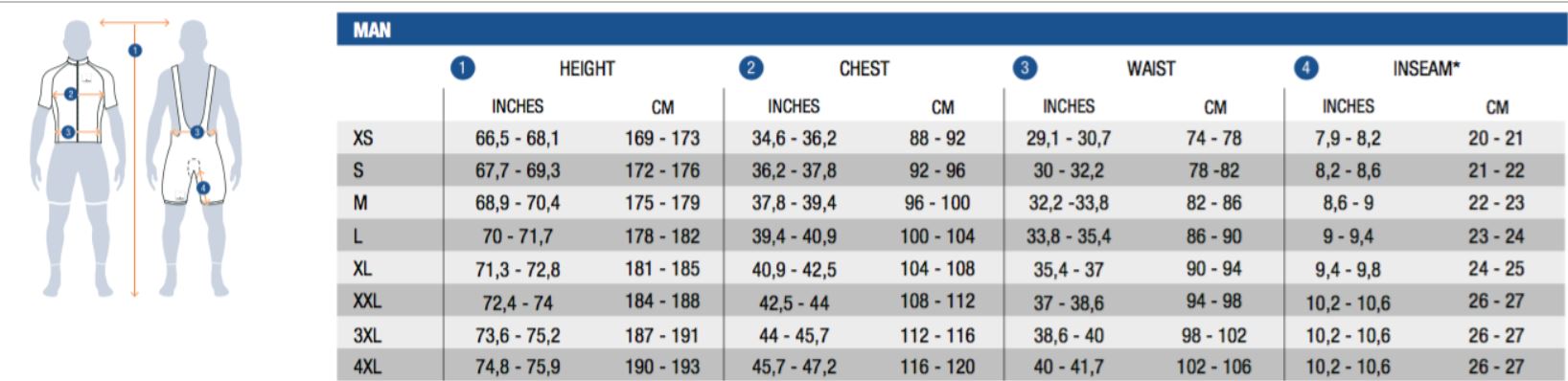 Santini Mens Clothing Size Guide