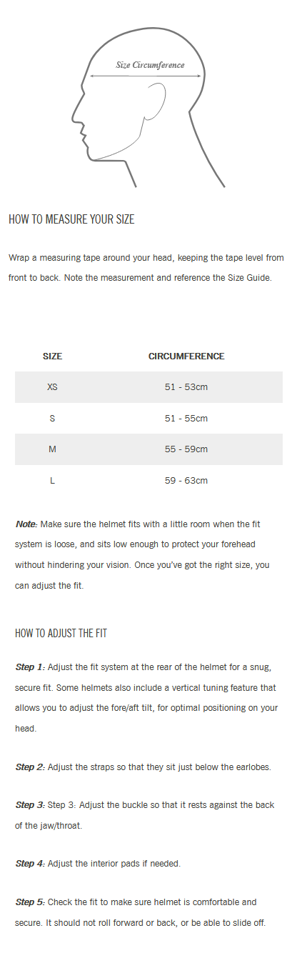 Giro Full Face Helmet Size Guide