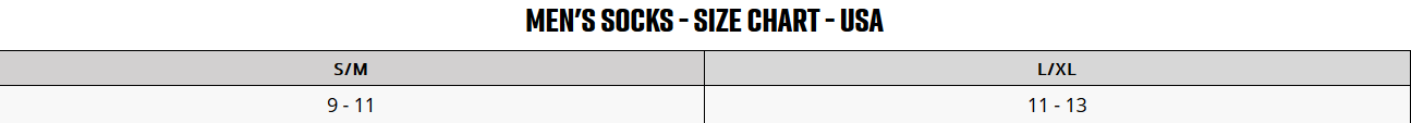 Fox Mens Socks Sizing Guide