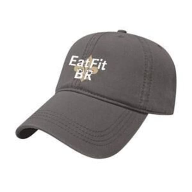 Relaxed golf cap with Eat Fit Baton Rouge logo.