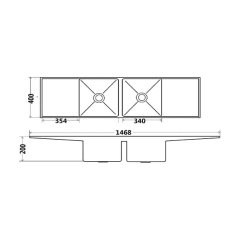 Unqiue 1468mm Piato Double Bowl Undermount Sink