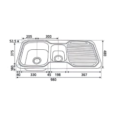 980 Ariette 1 And 1/2 Bowl Sink