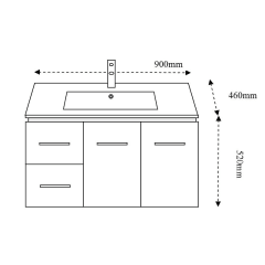 900 Lena Wall Hung Vanity Unit