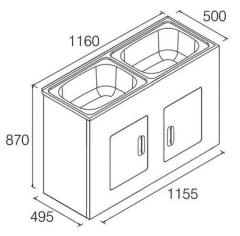 Yakka Double 45 Litre Laundry Trough Tub With Metal Cabinet