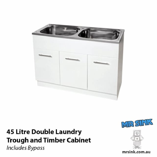 Yakka Double Laundry Tub And Cabinet Gloss