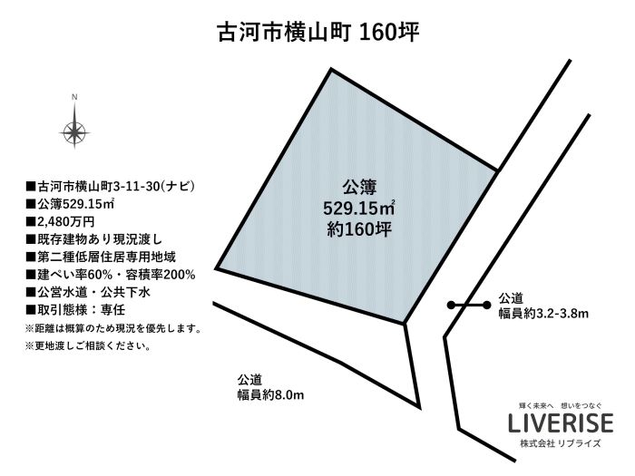 古河市横山町土地160坪 古河五小古河市の不動産・土地・戸建・マンション・賃貸・売却査定・リブライズ