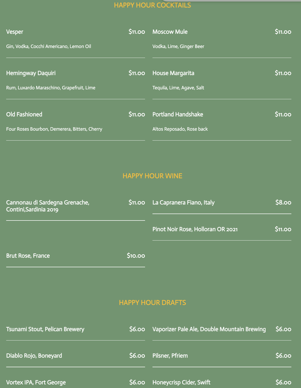 Drink Menu