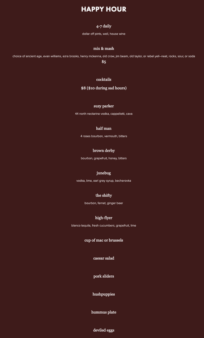 Food & Drink Menu