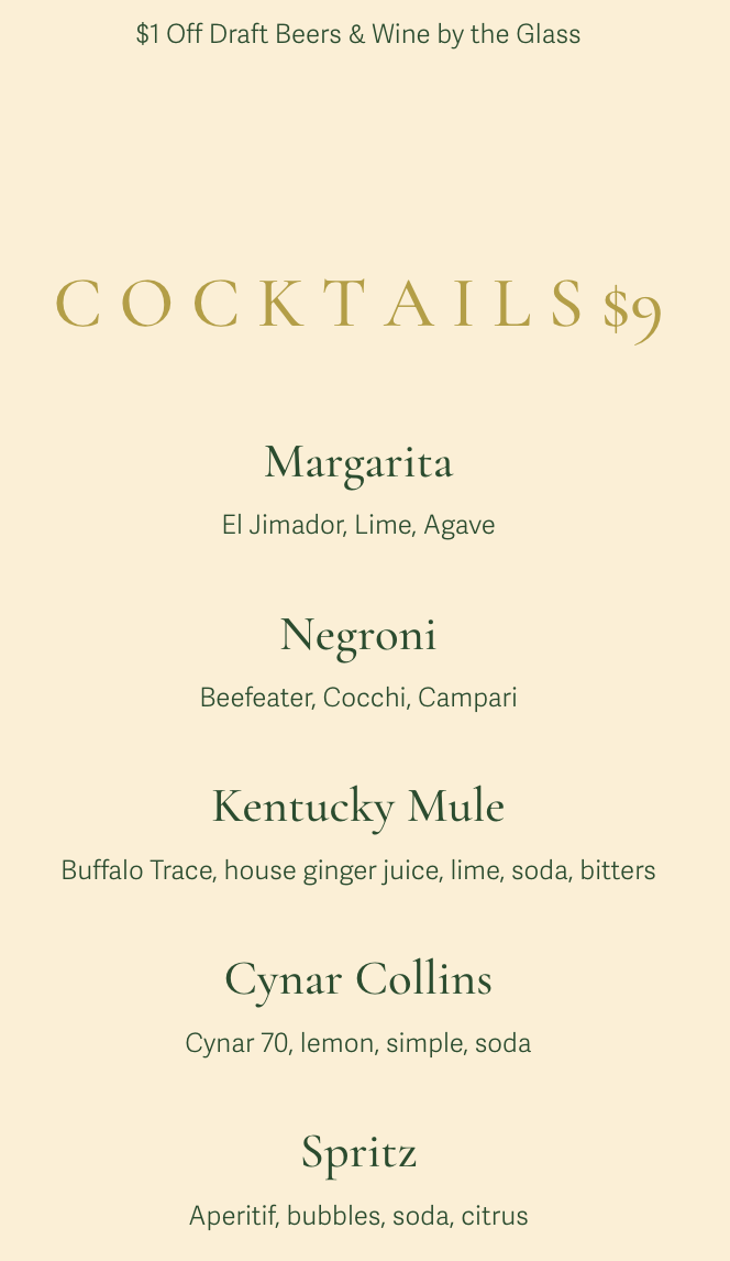 Drink Menu