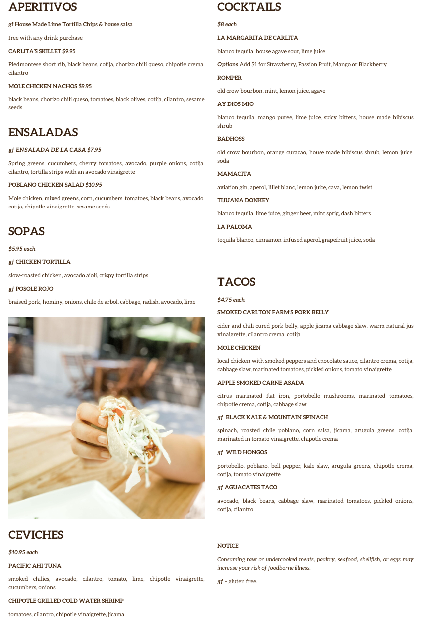Food & Drink Menu