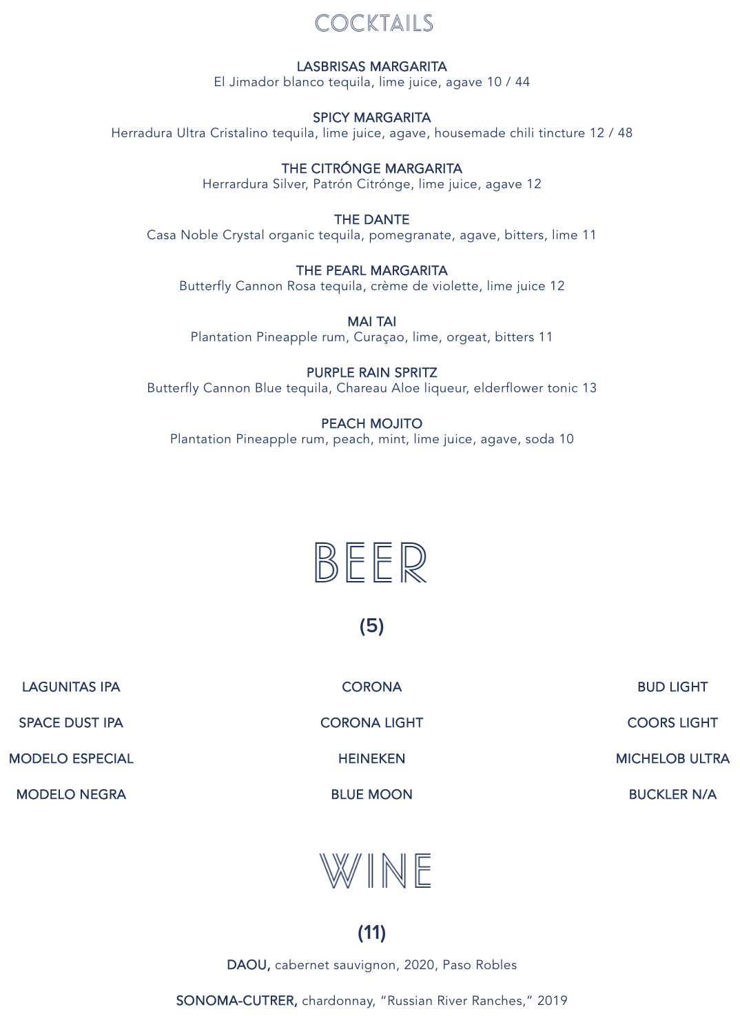 Drink Menu