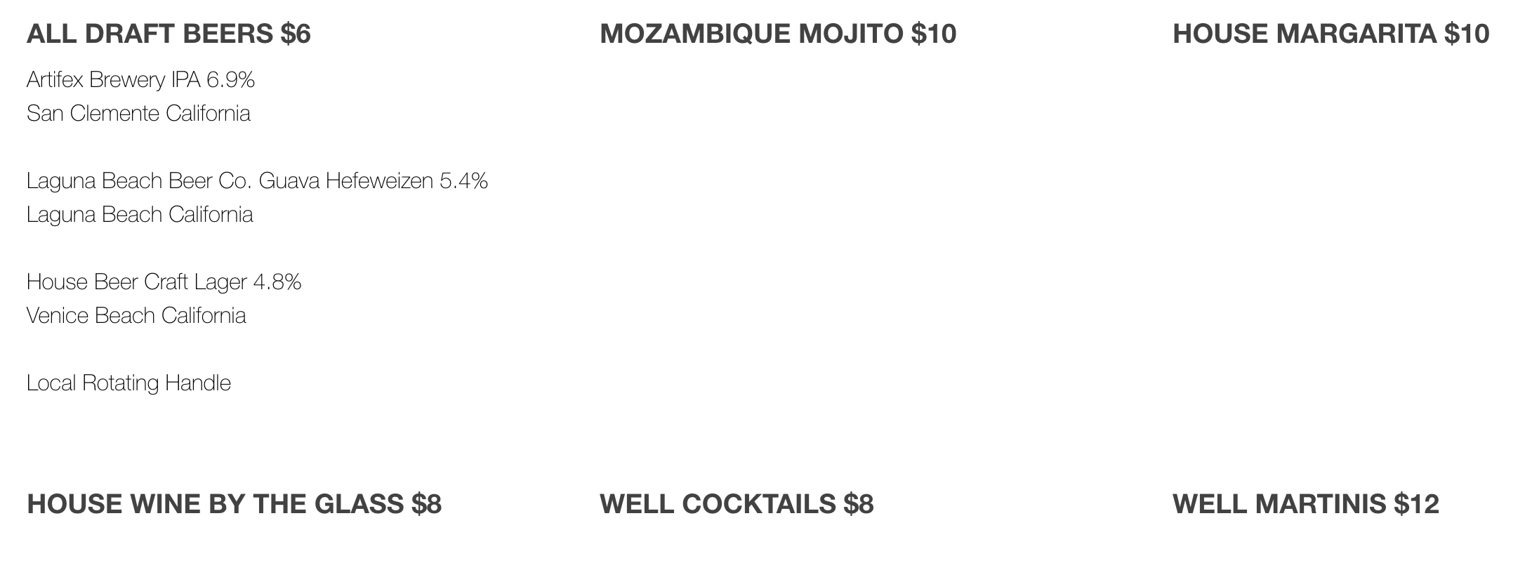 Drink Menu
