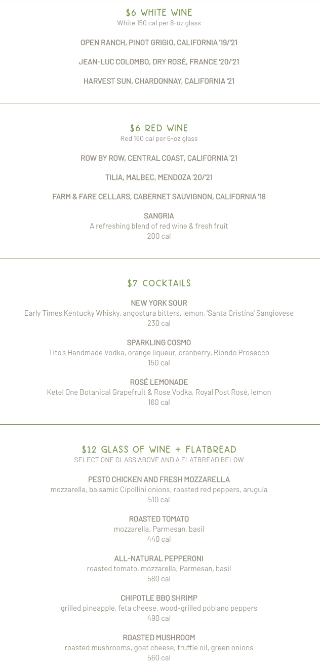 Food & Drink Menu