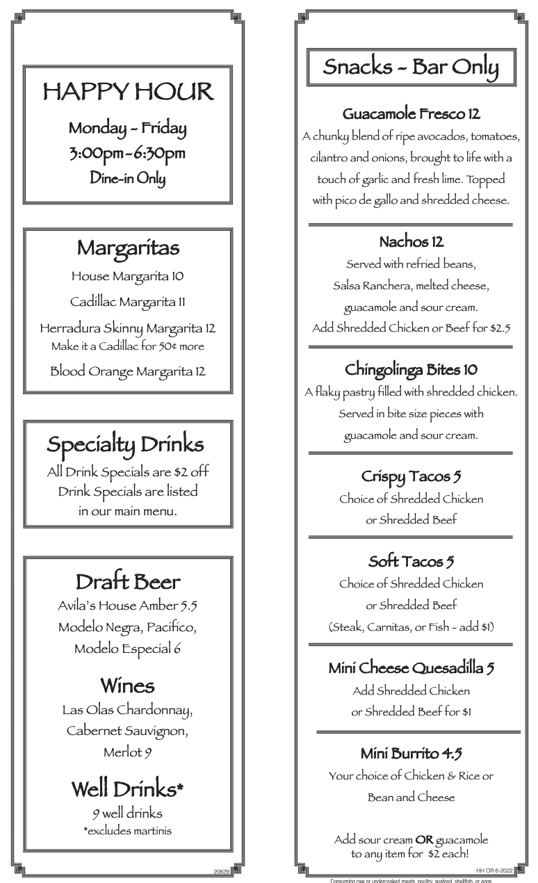 Food & Drink Menu