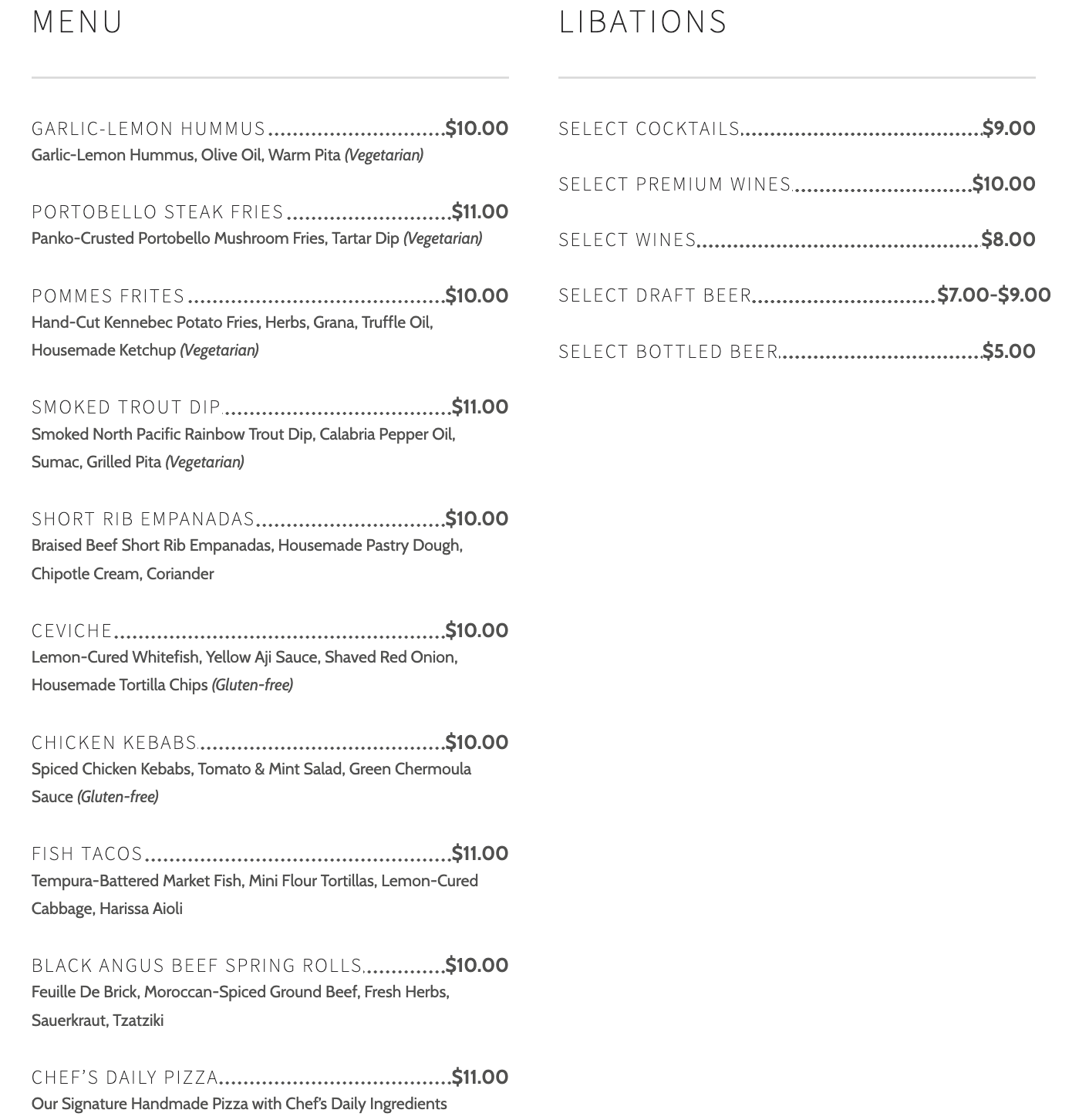 Food & Drink Menu