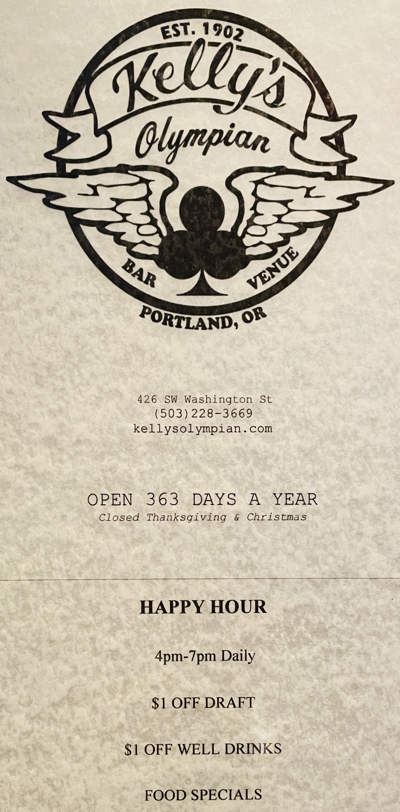 Food & Drink Menu