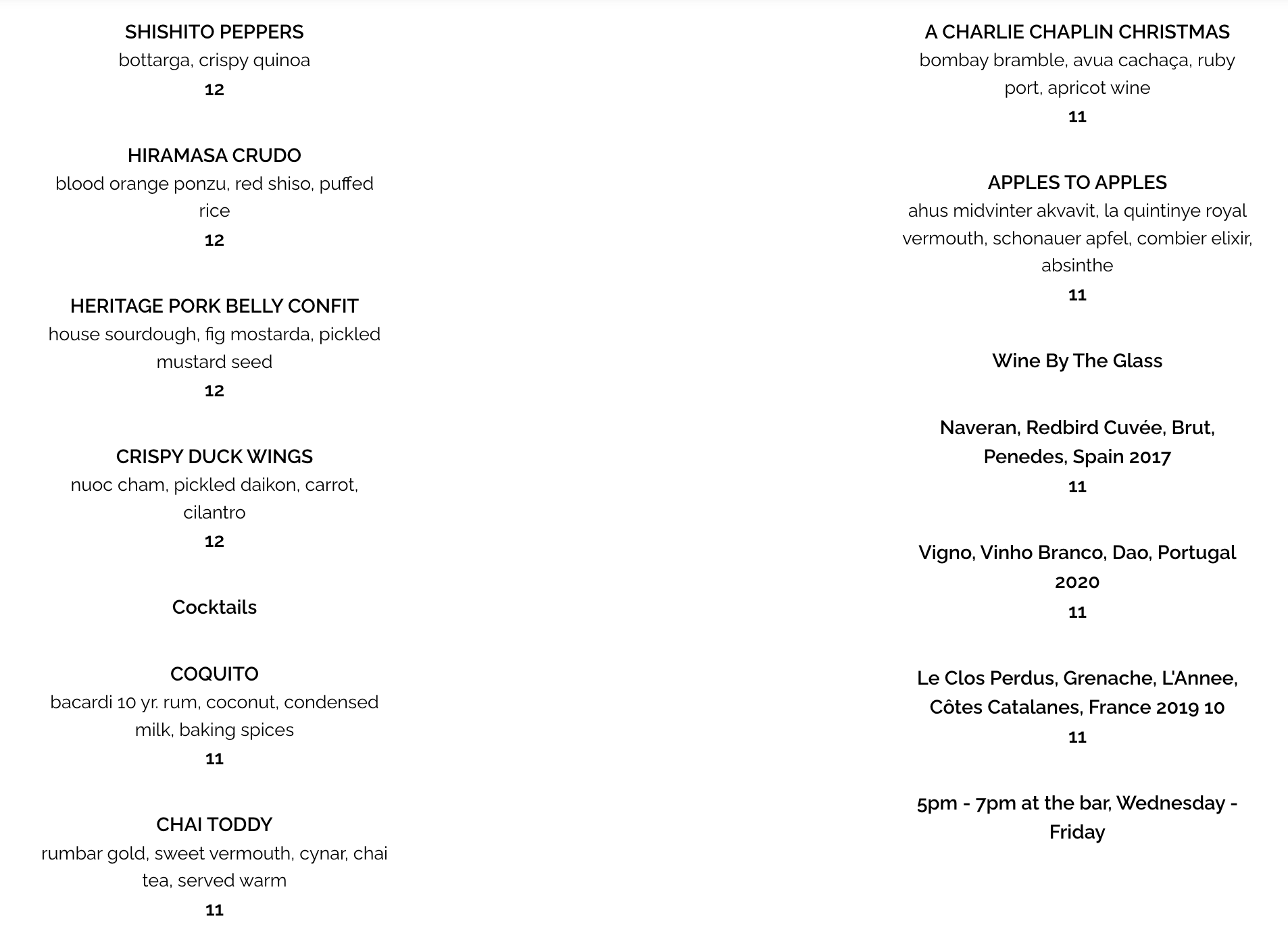Food & Drink Menu