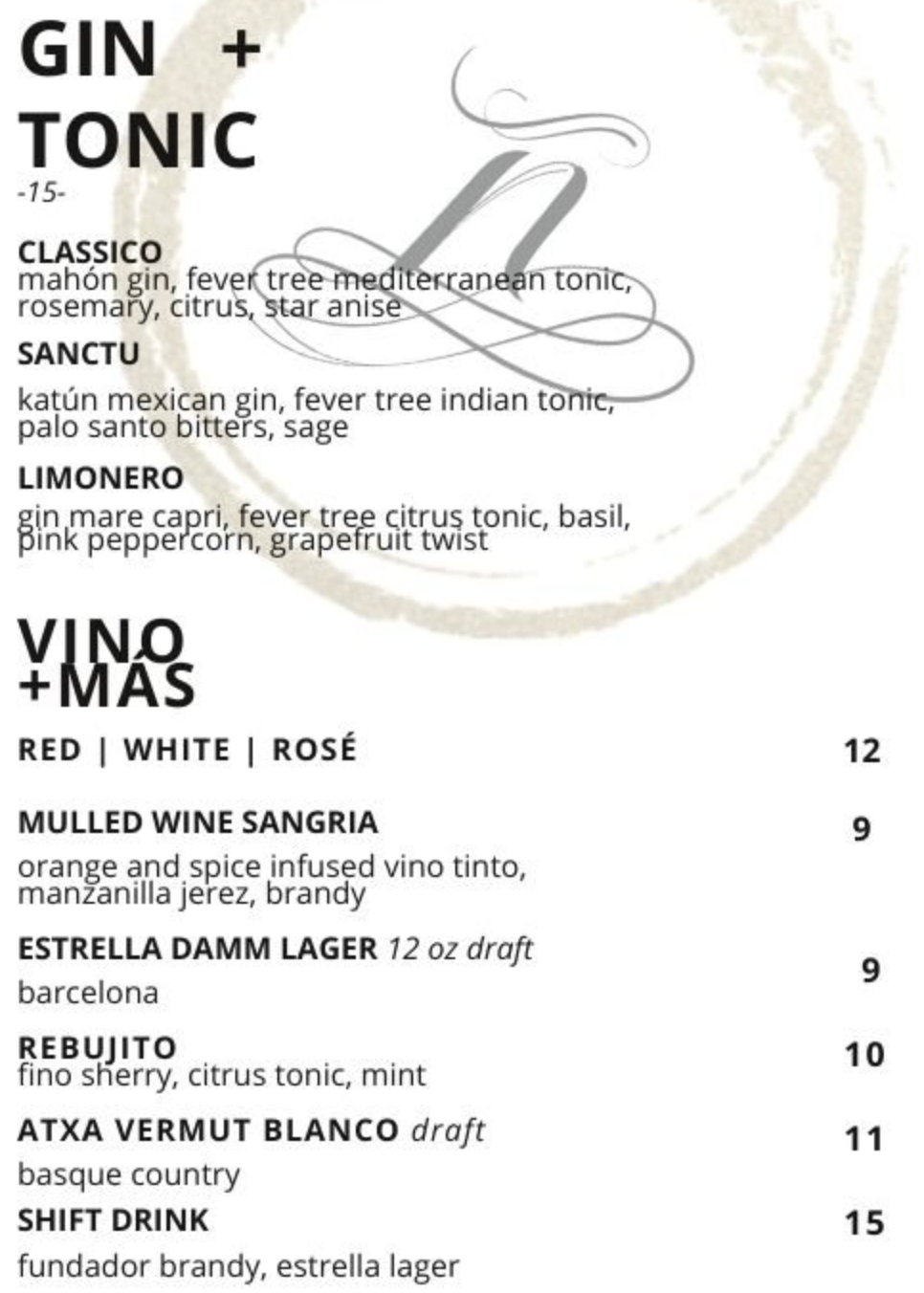 Drink Menu