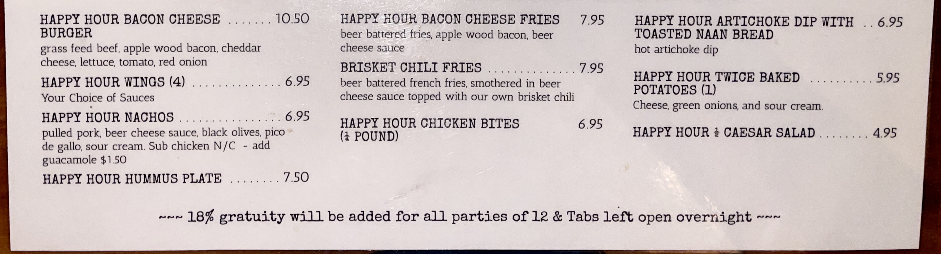 Food & Drink Menu