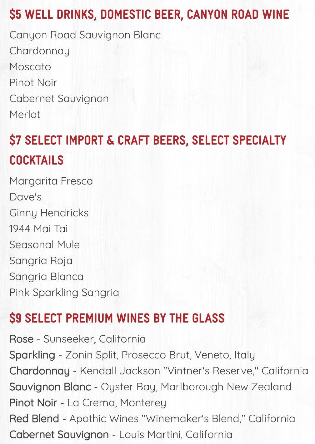 Drink Menu