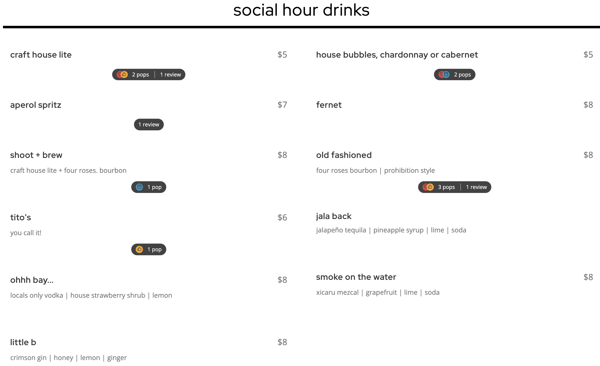 Drink Menu