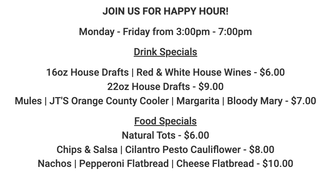 Food & Drink Menu