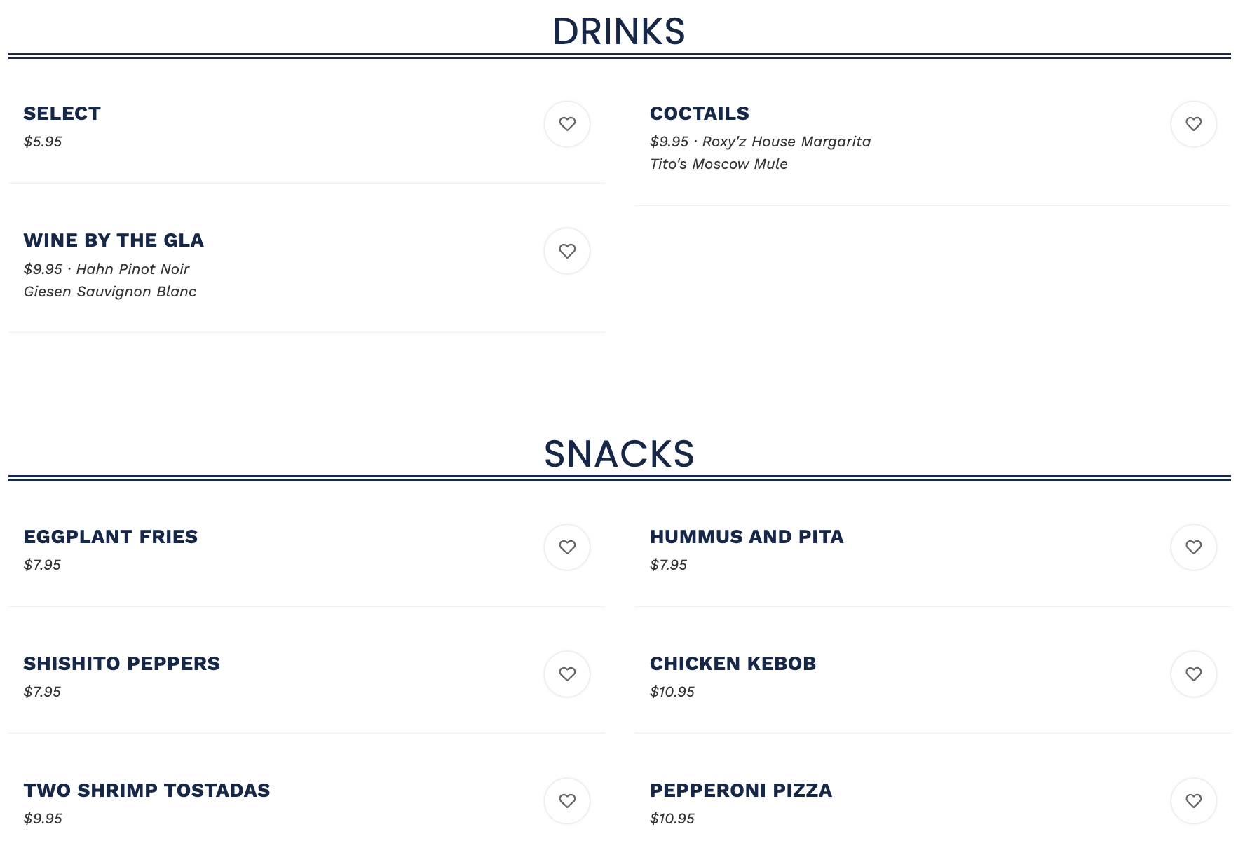 Food & Drink Menu