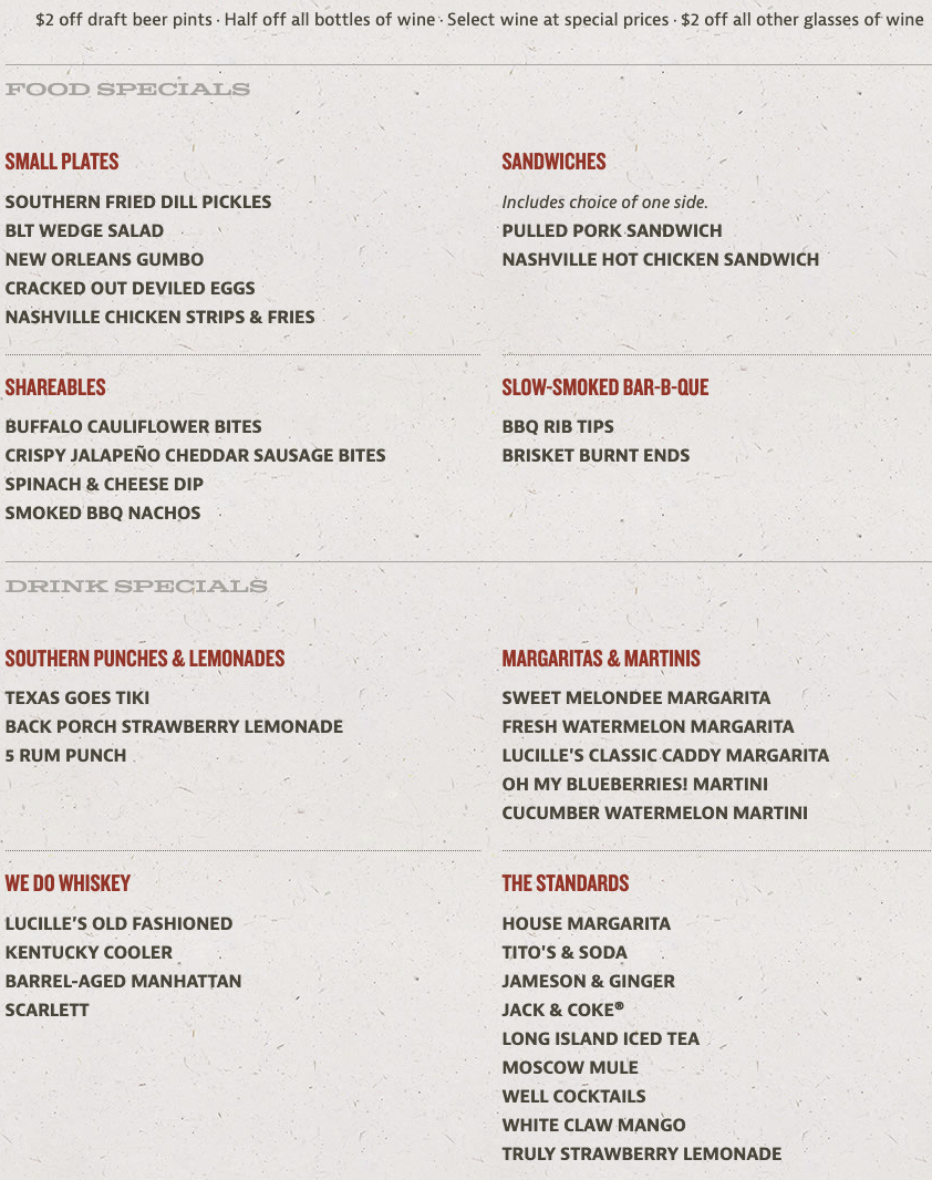 Food & Drink Menu