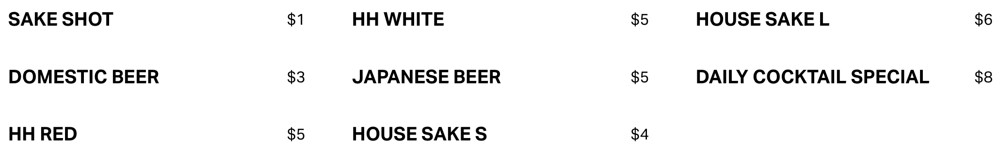 Drink Menu