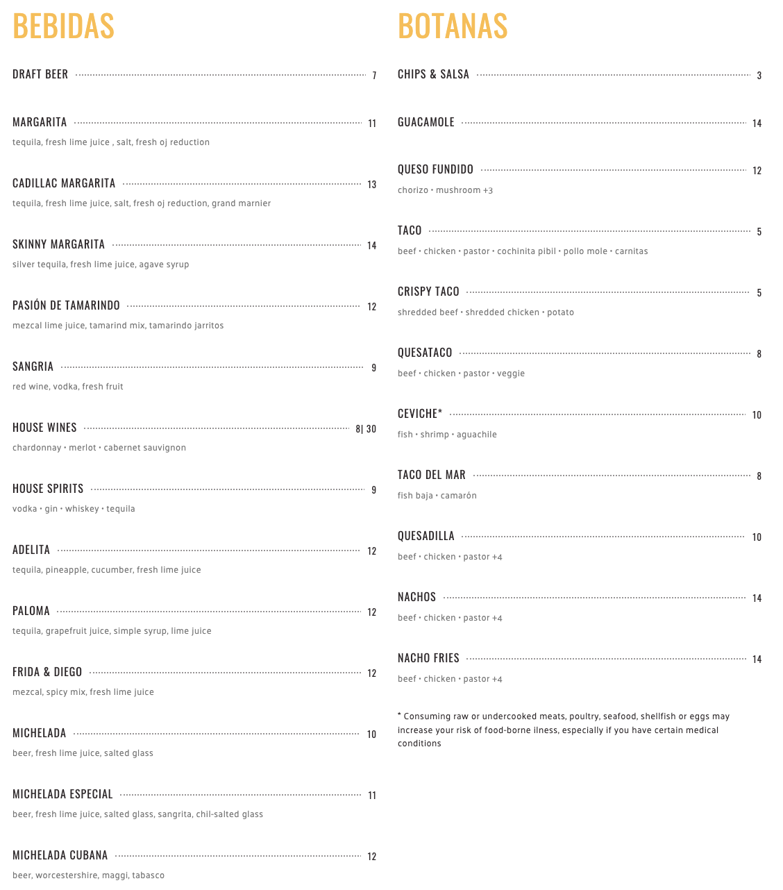 Food & Drink Menu