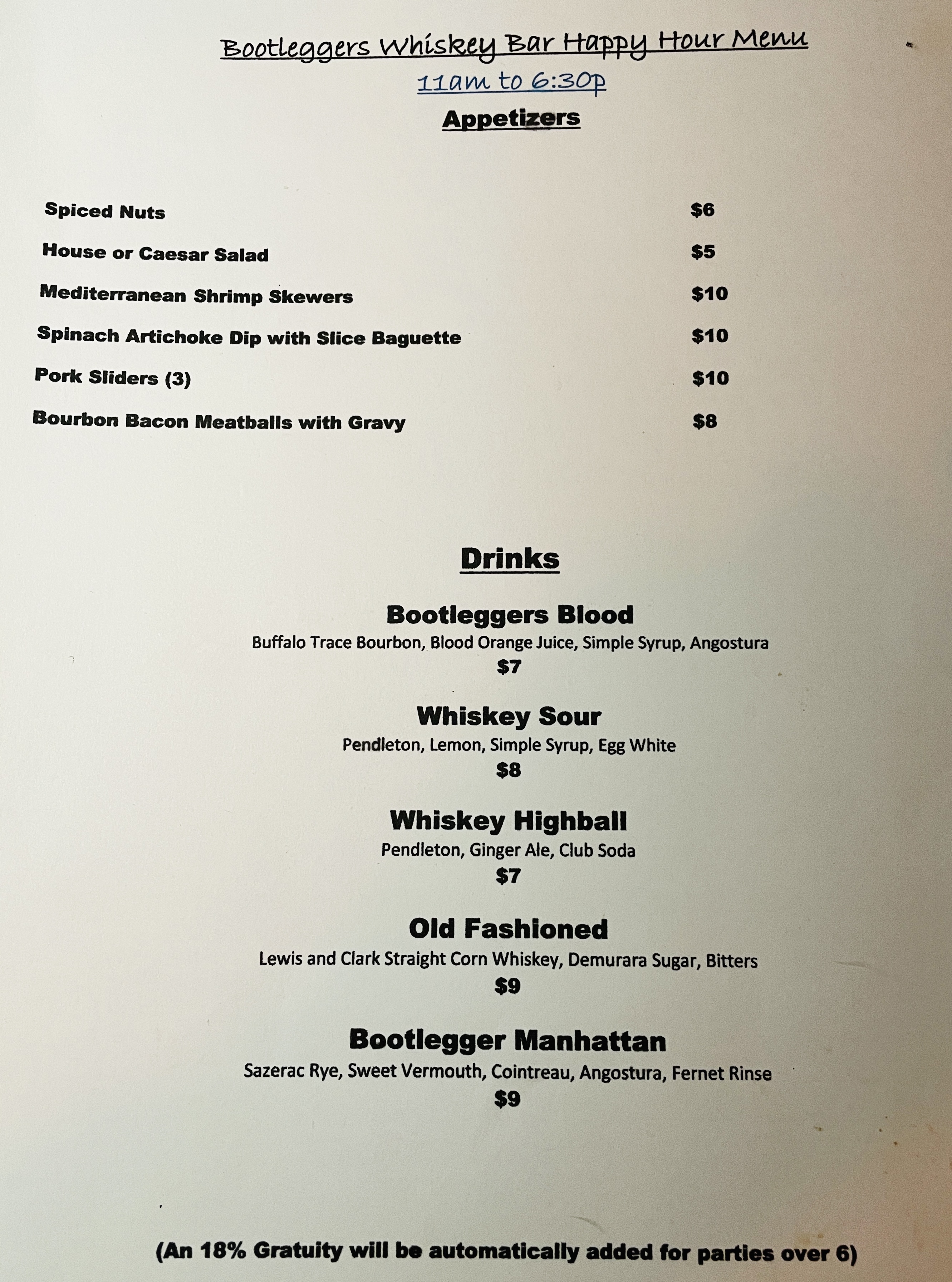 Food & Drink Menu