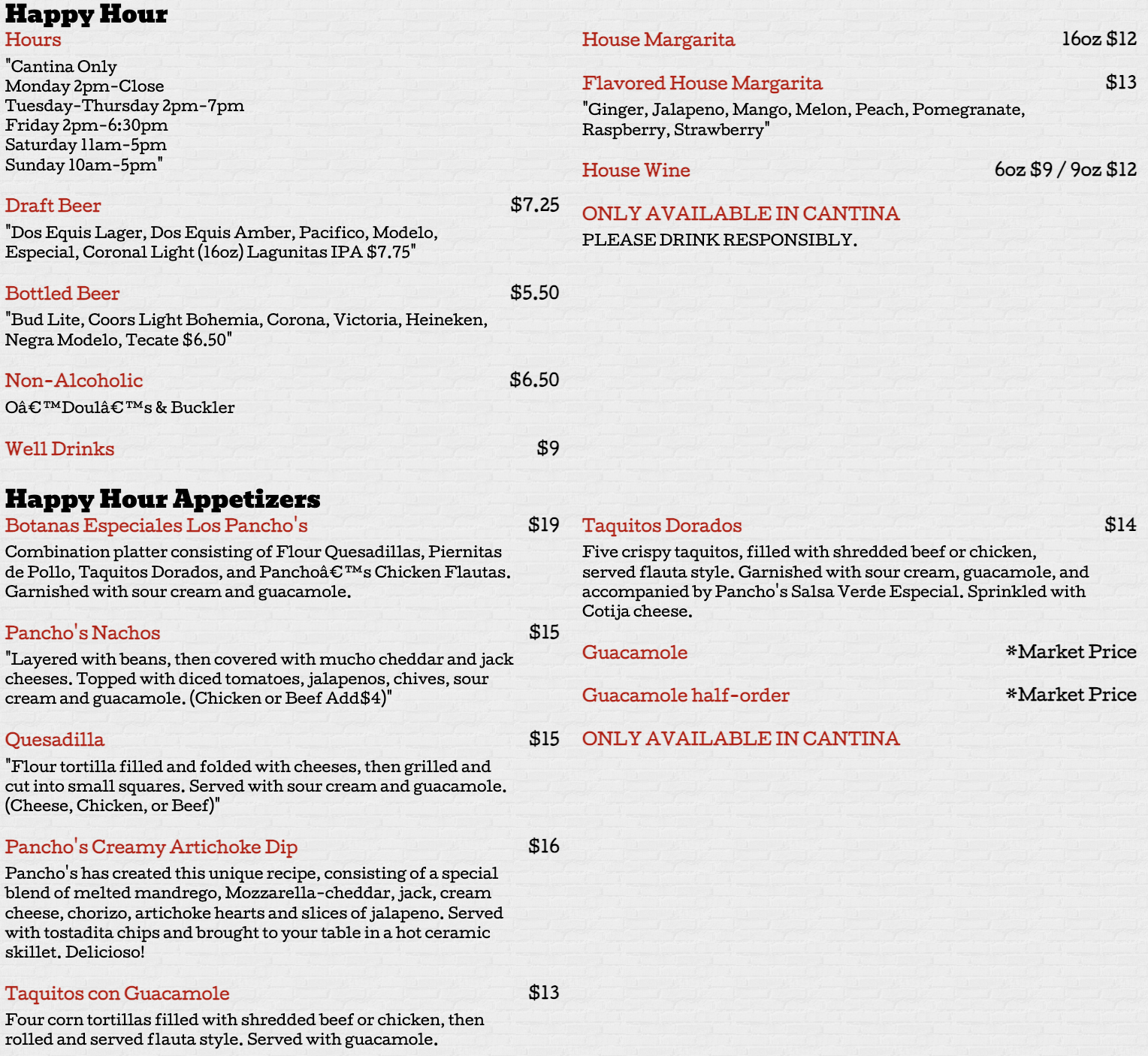 Food & Drink Menu